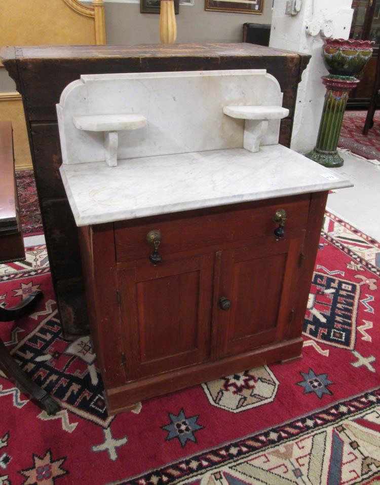 Appraisal: VICTORIAN MARBLE TOP WASHSTAND American late th century H x