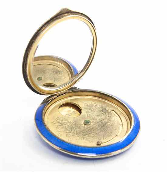 Appraisal: An Austrian Silver and Guilloche Enameled Compact of circular form