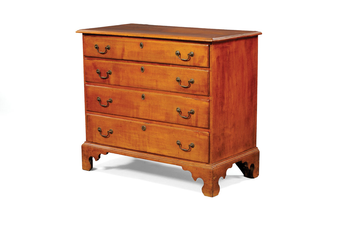 Appraisal: MASSACHUSETTS CHIPPENDALE MAPLE CHEST OF DRAWERS Th e rectangular molded