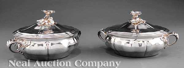 Appraisal: A Handsome Pair of Christofle Silverplate Covered Vegetable Tureens in