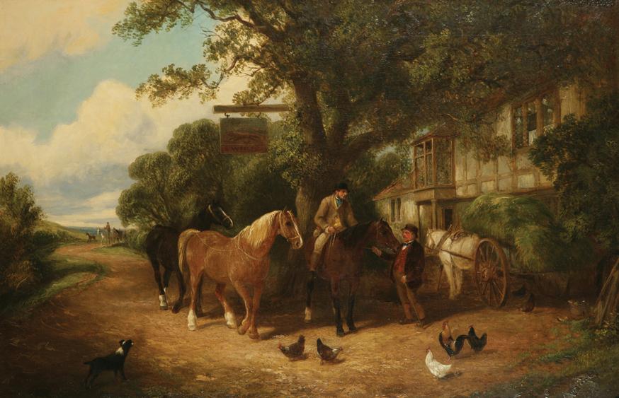 Appraisal: EDWIN L MEADOWS Figures horses a dog and poultry outside