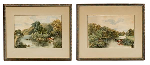 Appraisal: MINNESOTA SCENES BY L WRIGHT WATERCOLOR ON PAPER Each landscape