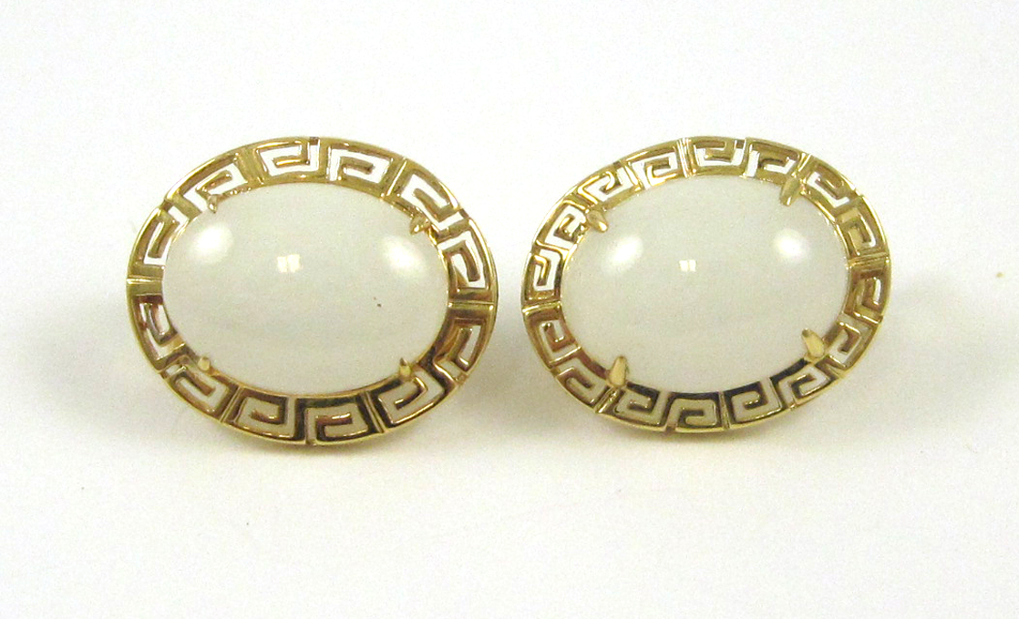 Appraisal: PAIR OF WHITE JADEITE JADE EARRINGS with Mason Kay Jadeite