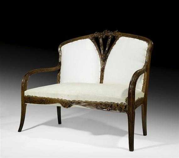 Appraisal: MAJORELLE LOUIS - SETTEE Cl matites Nancy circa Carved walnut