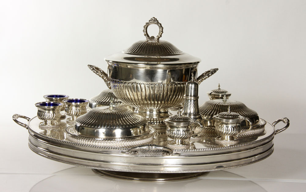 Appraisal: - Sheffield English Silver Serving Tray and Misc Sheffield English