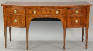 Appraisal: George III mahogany sideboard having banded inlaid bowed front top