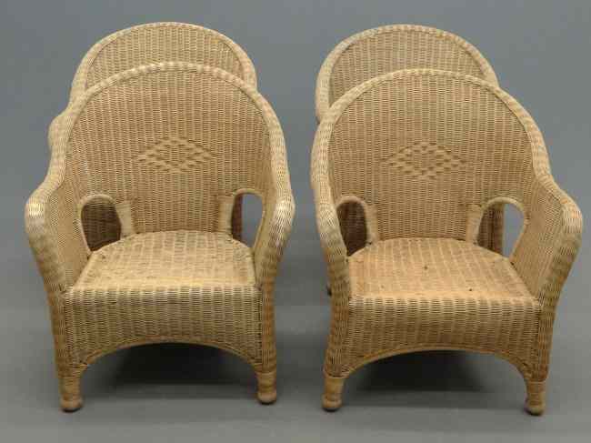 Appraisal: Set of four contemporary wicker chairs