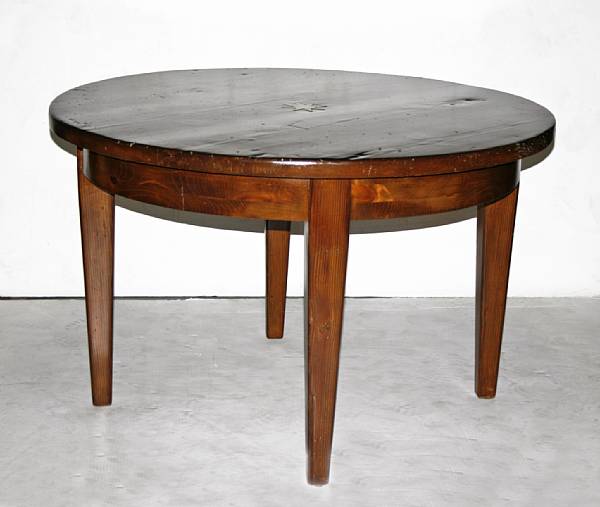 Appraisal: An inlaid pine table height in diameter ft