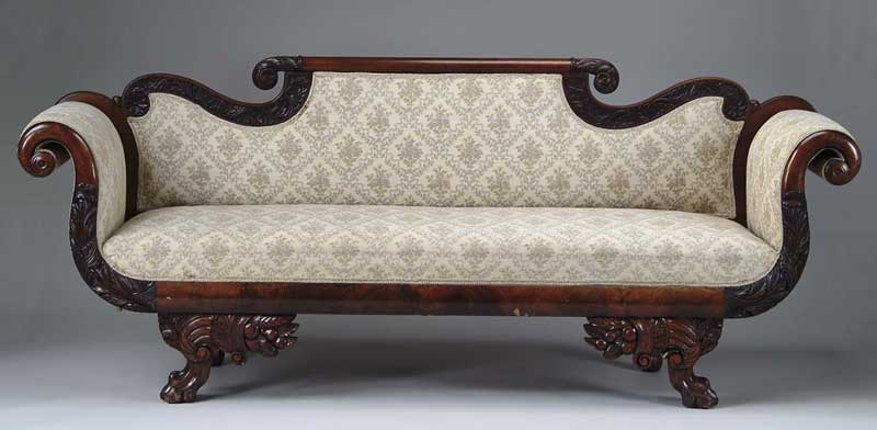 Appraisal: FINE PHILADELPHIA FEDERAL MAHOGANY CARVED SOFA The mahogany frame with