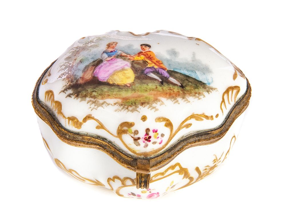 Appraisal: French Porcelain Box marked French Porcelain Box marked