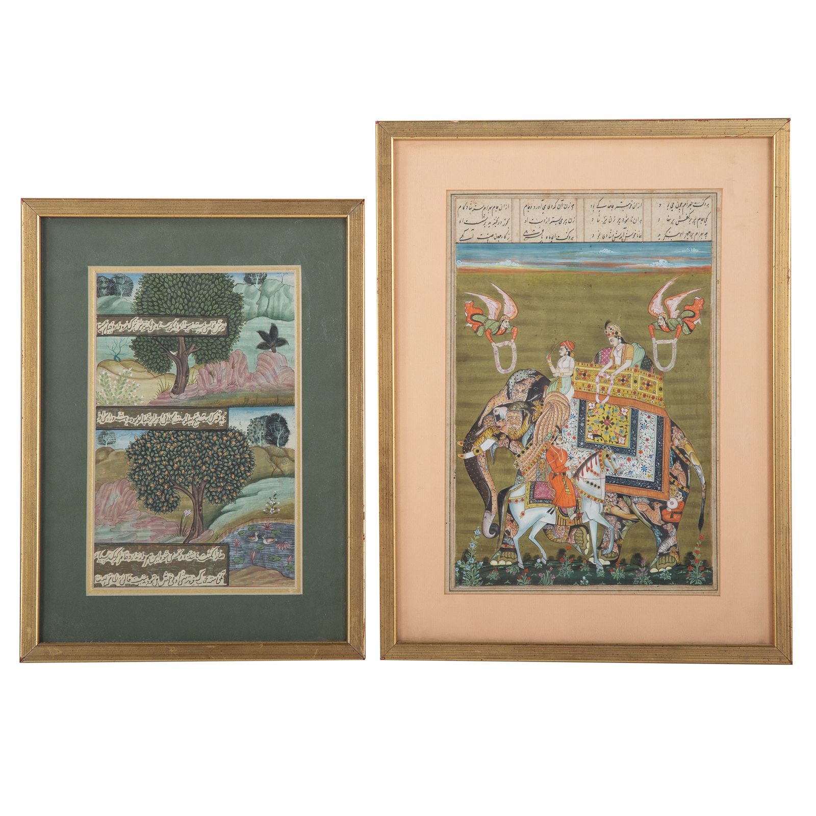 Appraisal: TWO TH C OR EARLIER MUGHAL MANUSCRIPT PAGES Figures Angels