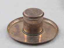 Appraisal: A late Victorian silver desk inkstand of cylindrical shape on