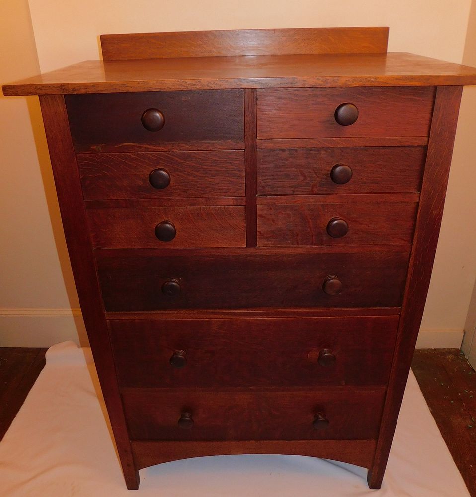 Appraisal: GUSTAV STICKLEY TALL CHEST Rare Harvey Ellis designed Gustav Stickley