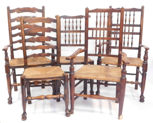 Appraisal: A harlequin set of five thC and later elm dining