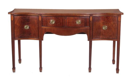 Appraisal: George III style inlaid mahogany serpentine sideboard early th century