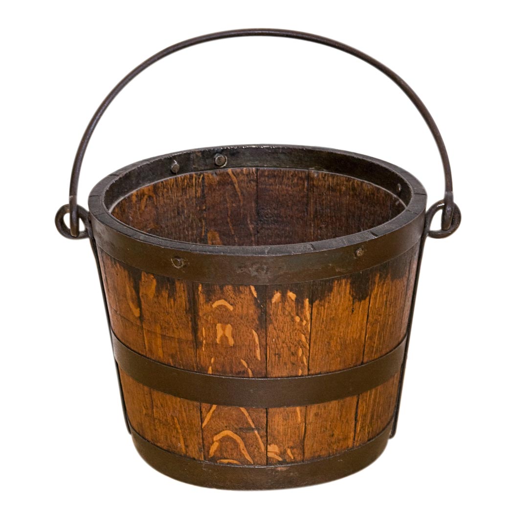 Appraisal: Georgian Style Iron Bound Oak Bucket