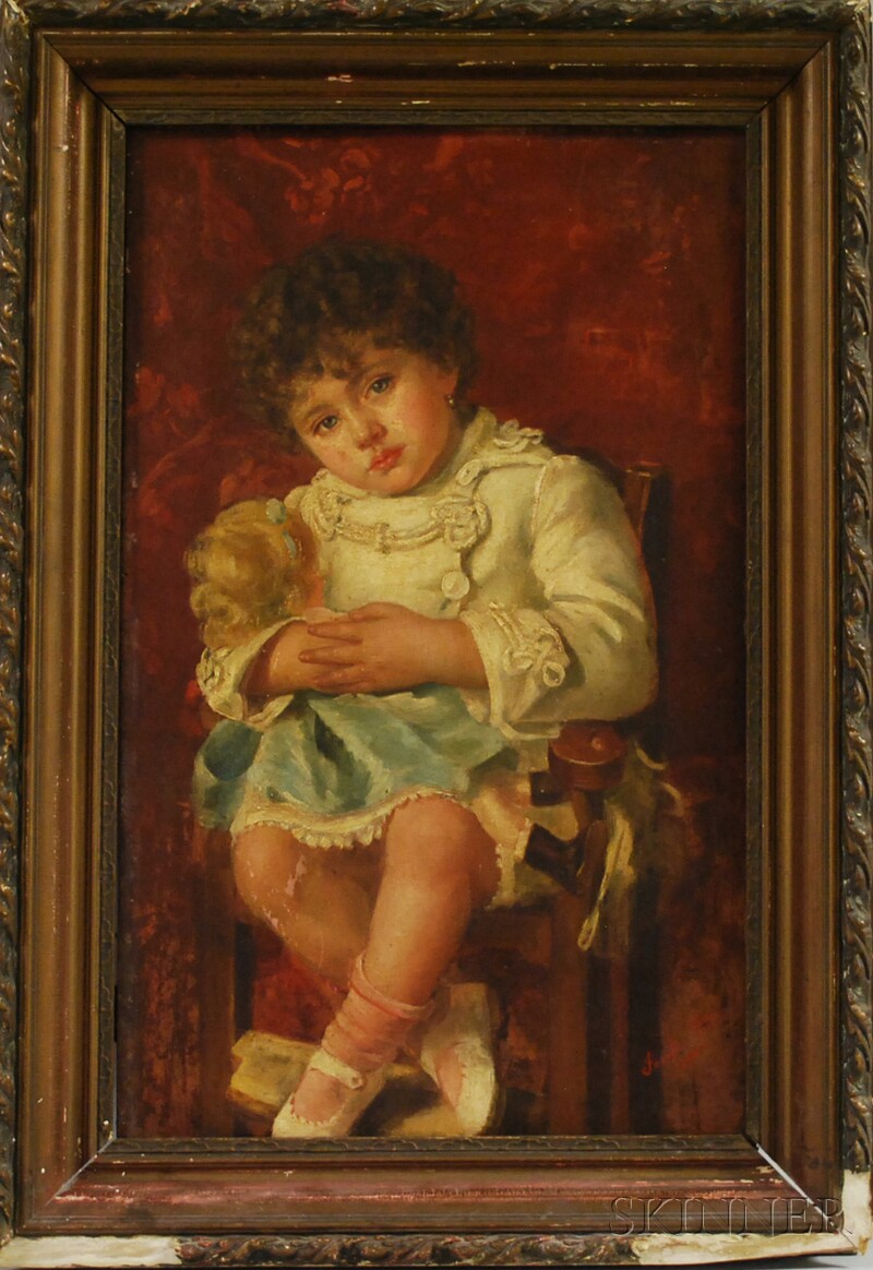 Appraisal: Josefina Cibils American th th Century Seated Young Girl Holding