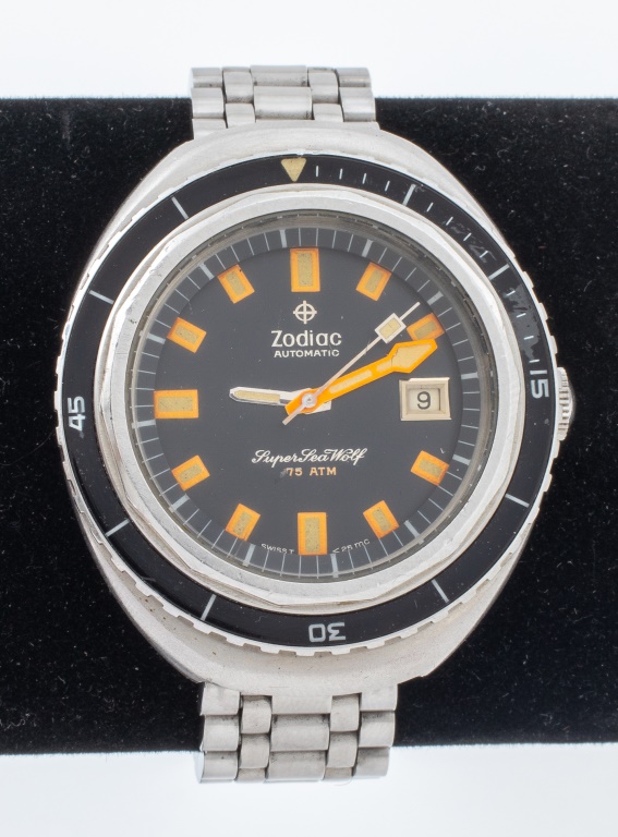 Appraisal: VINTAGE ZODIAC SUPER SEA WOLF AUTOMATIC ATM Stainless steel case