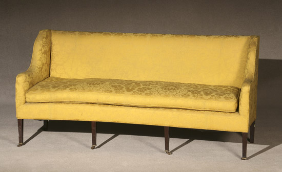 Appraisal: George III Mahogany Sofa Circa With gold floral silk damask