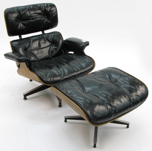 Appraisal: CHARLES AND RAY EAMES ARMCHAIR AND OTTOMAN a Herman Miller