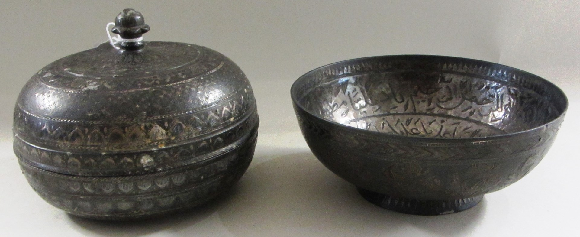 Appraisal: Two silver inlaid Bidri bowls Bidar central India late th