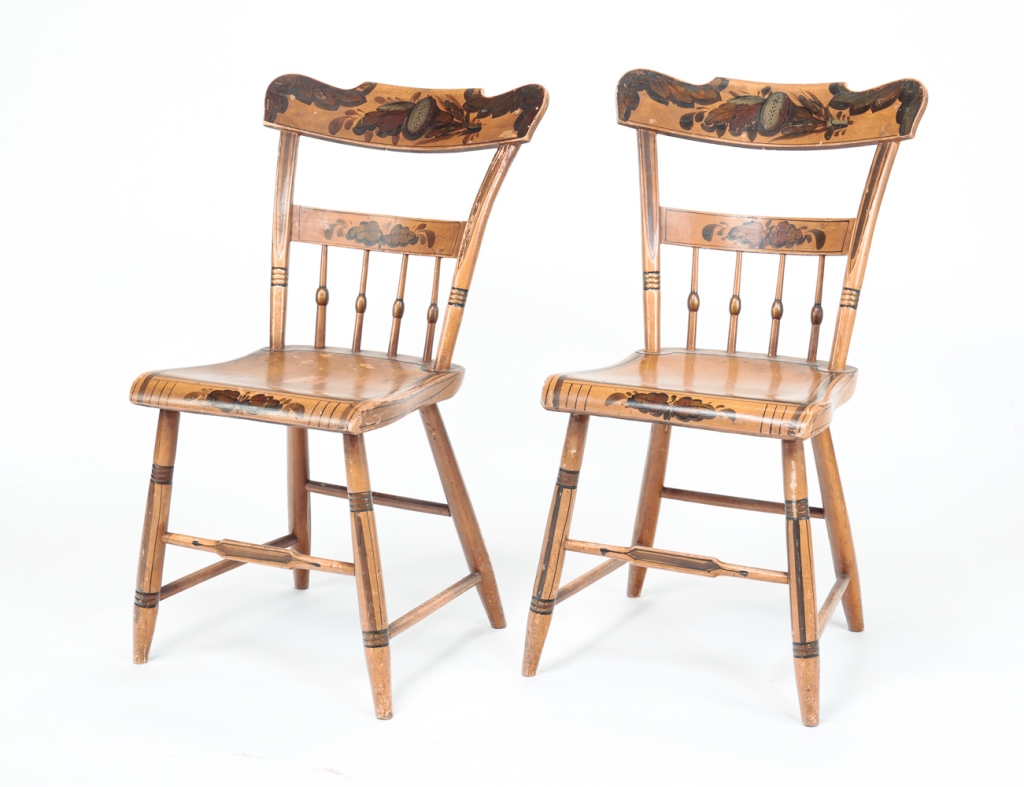 Appraisal: A PAIR OF PENNSYLVANIA DECORATED CHAIRS Second quarter- th century