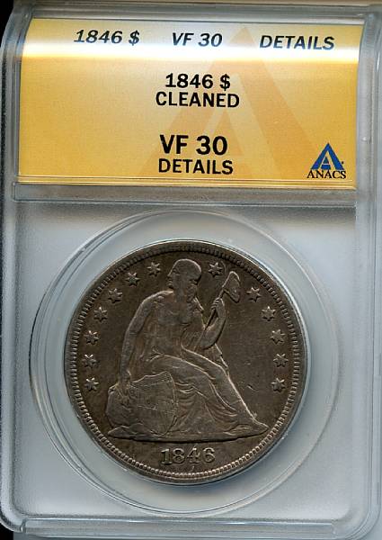 Appraisal: Details of VF Cleaned ANACS A nice looking coin despite