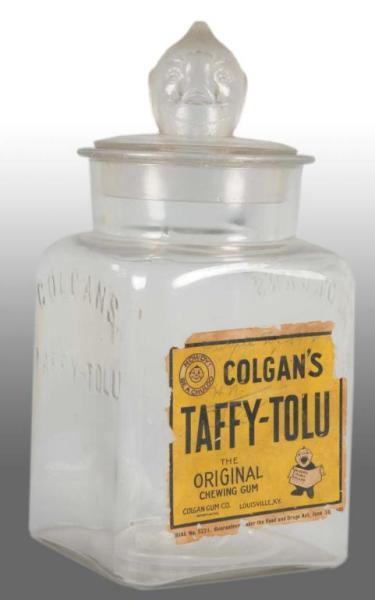 Appraisal: Colgan's Taffy Tolu Gum Jar with Lid Description Depicts clown