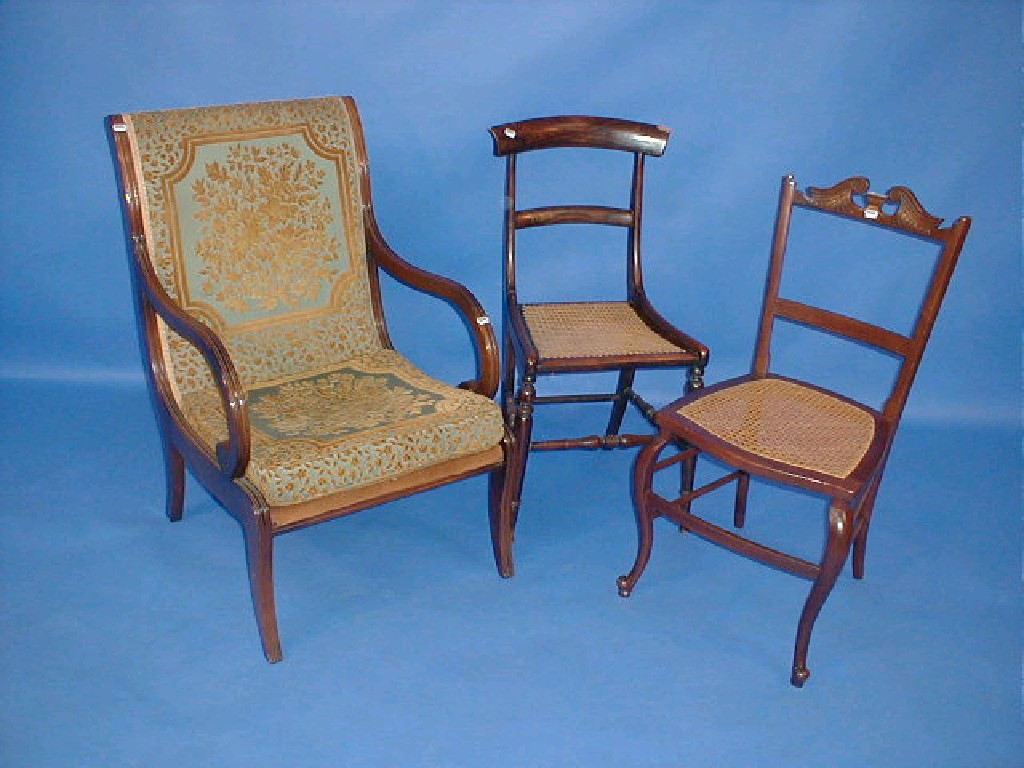 Appraisal: Two thC cane seated chairs and reproduction Regency open arm