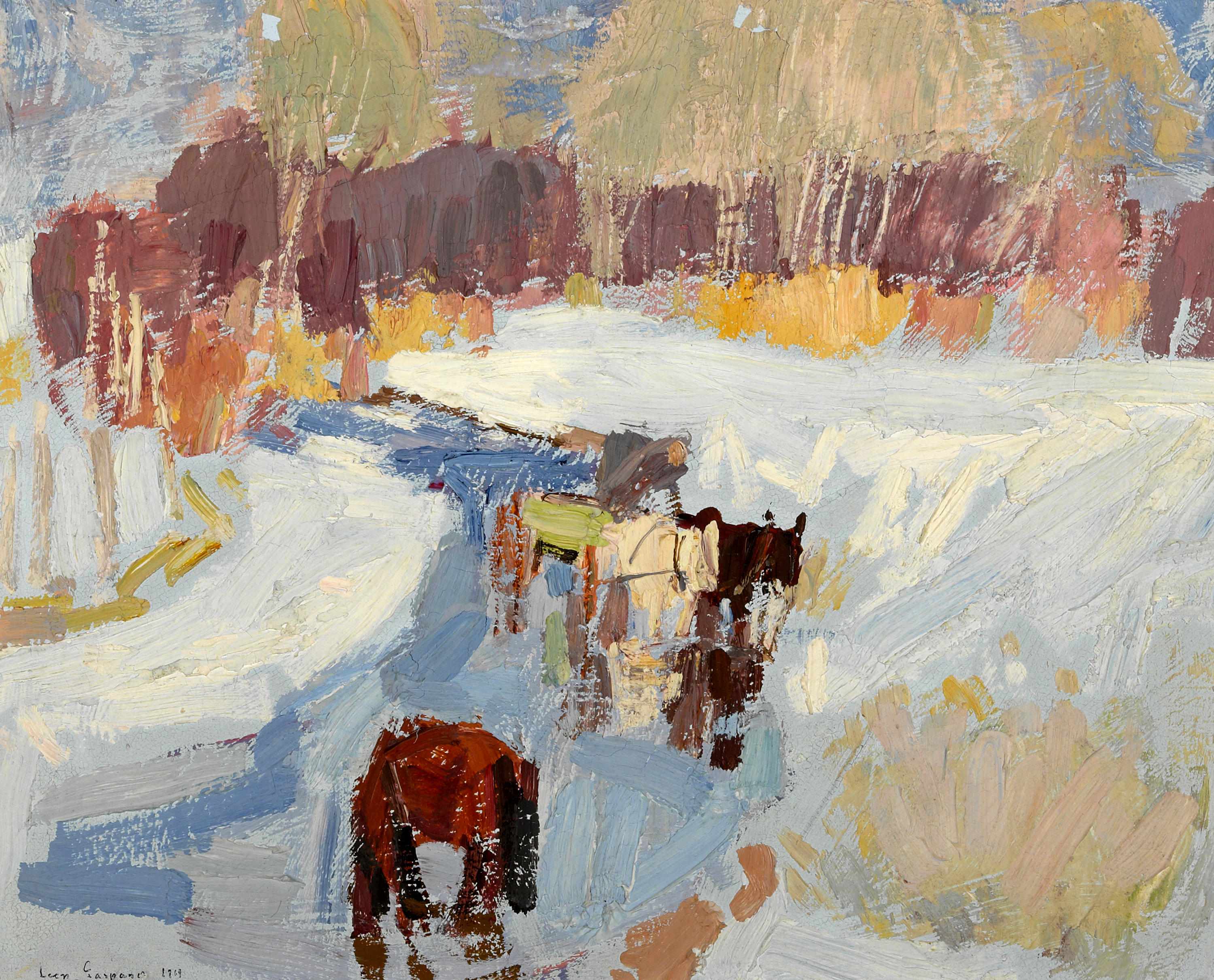 Appraisal: Leon Schulman Gaspard Russian American - Horses in winter Taos