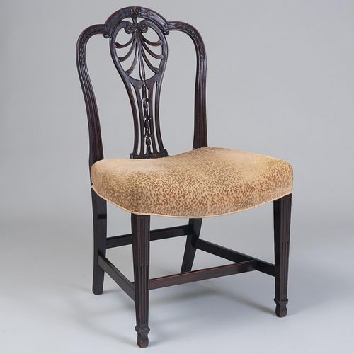 Appraisal: GEORGE III CARVED MAHOGANY SIDE CHAIR x x in height