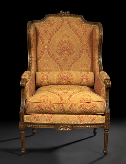 Appraisal: Louis XVI-Style Fruitwood Bergere avec Orielles third quarter th century