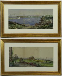 Appraisal: LEWIS Edmund Darch Pair of Watercolors Likely Newport Rhode Island