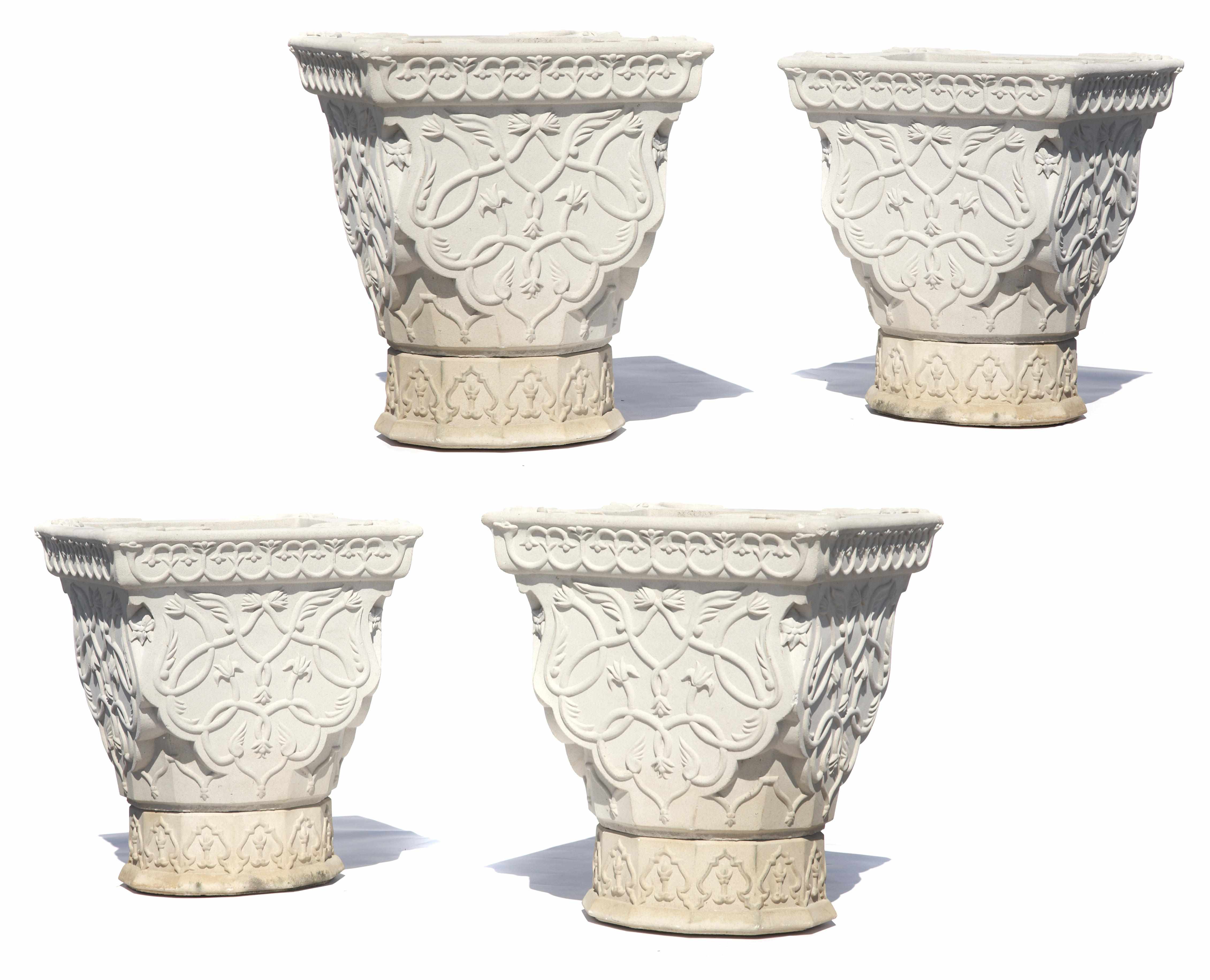 Appraisal: A set of four Haddonstone cast stone Zahra vase jardinires