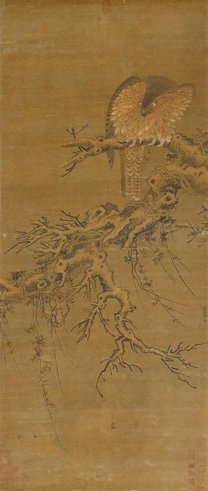 Appraisal: PIEN JIN TSEN chinese th century FALCON IN WINTER Hanging