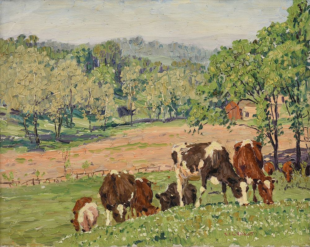 Appraisal: EDWARD CHARLES VOLKERT American - A PAINTING Dairy Cows in