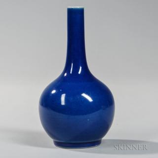 Appraisal: Blue-glazed Bottle Vase Blue-glazed Bottle Vase China th century globular