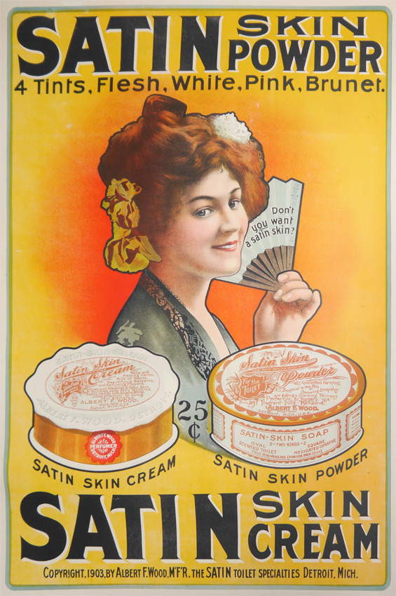 Appraisal: SATIN SKIN POWDER CREAM ADVERTISING POSTER Circa advertising for Albert