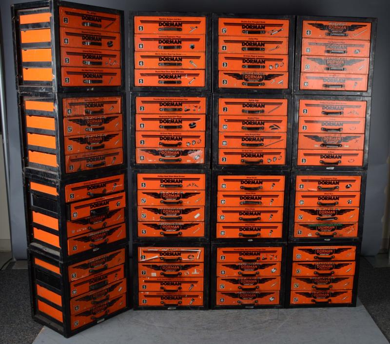 Appraisal: A Lot Of Five-Drawer Metal Bolt Cases Pressed steel drawers