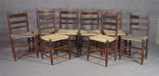 Appraisal: Eight Three-Splat Fancy Chairs Circa Remnants of rosewood graining and