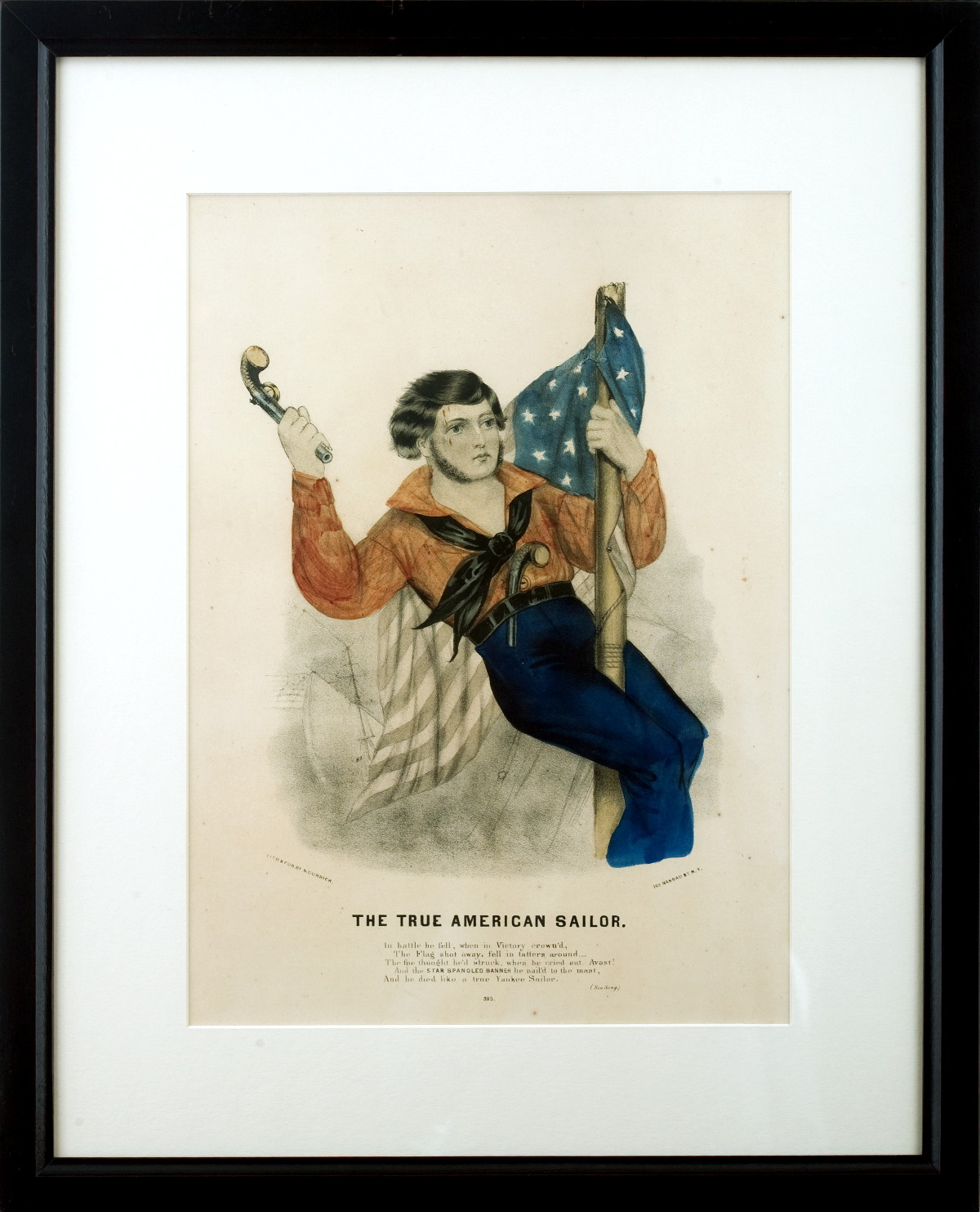 Appraisal: THE TRUE AMERICAN SAILOR Small-folio handcolored lithograph by Nathaniel Currier