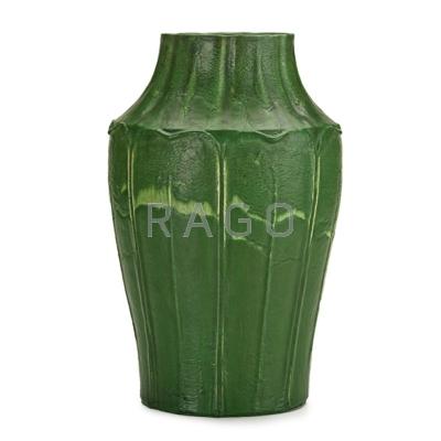 Appraisal: GRUEBY Rare and early vase carved with leaves Boston MA