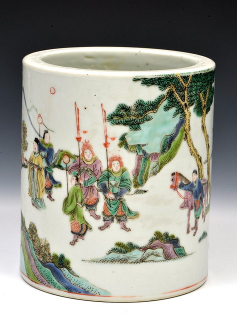 Appraisal: A CHINESE FAMILLE VERTE BRUSH POT painted with a band