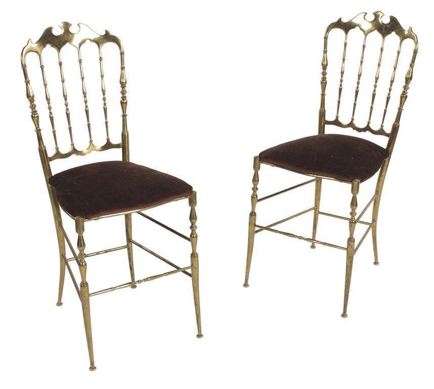 Appraisal: A pair of Italian brass side chairs