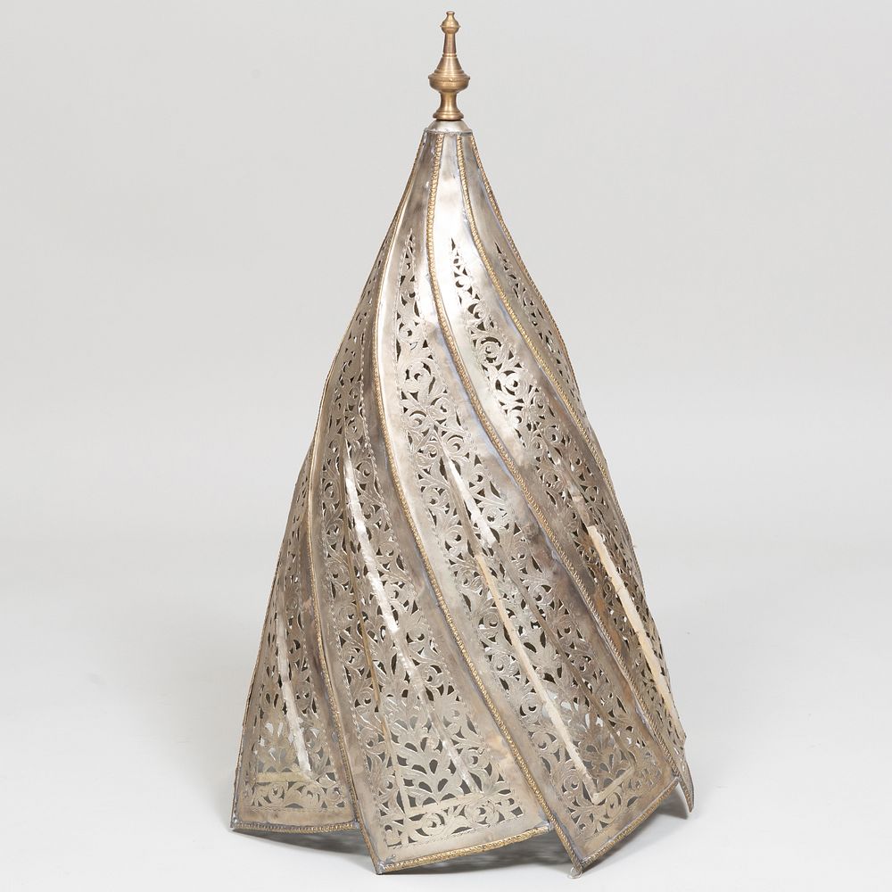 Appraisal: Moroccan Silvered and Gilt-Metal Hanging Lantern x in diam Condition