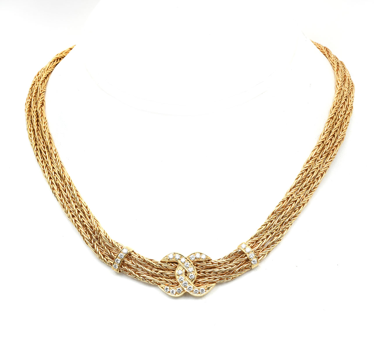 Appraisal: K MULTI STRAND TWISTED ROPE NECKLACE WITH DIAMONDS round brilliant