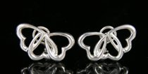 Appraisal: Tiffany Co Sterling Silver Triple Open Hearts Earrings Tiffany marked