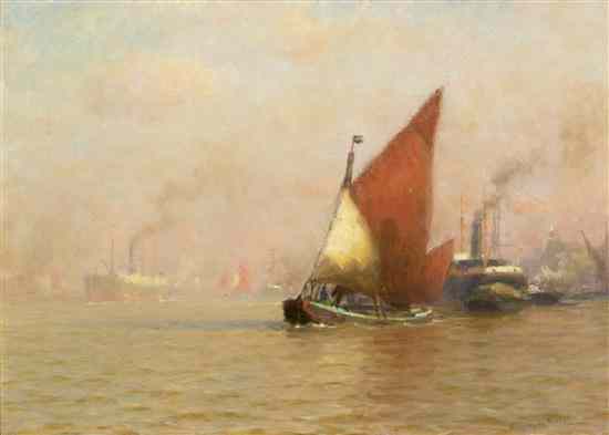 Appraisal: William Edward Norton American - On the Thames oil on