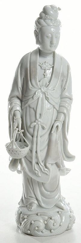 Appraisal: Chinese Blanc de Chine Porcelain Guanyin Figure glazed porcelain figure