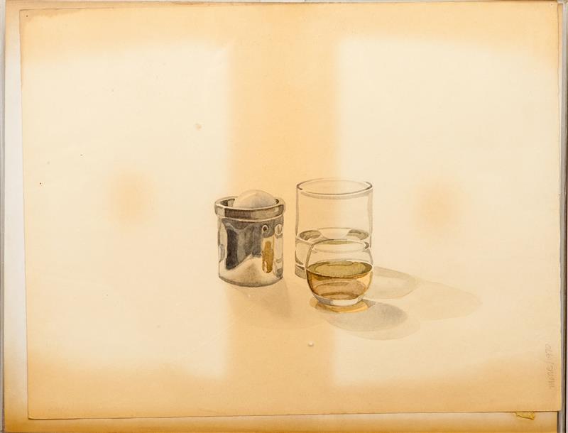 Appraisal: John Moore Still Life with Glasses Watercolor on wove paper